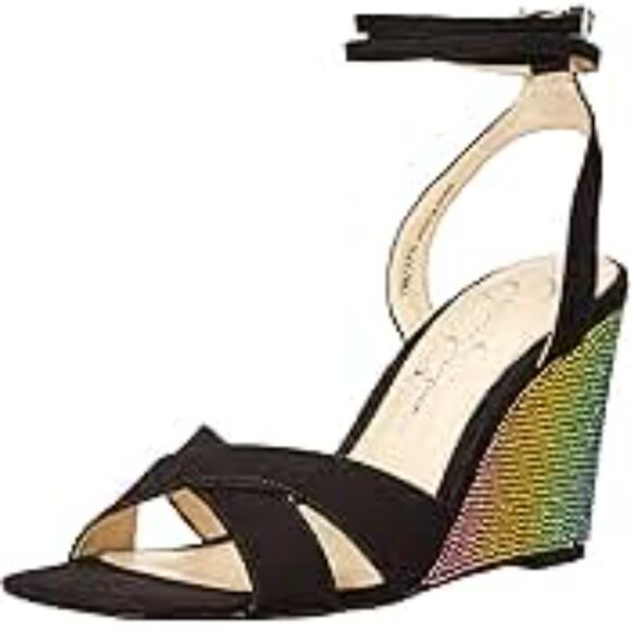 NIB [Jessica Simpson] Arlisa 2 Rainbow Heel Ankle Strap Wedge Sandal Womens Sz 6 - Picture 3 of 13